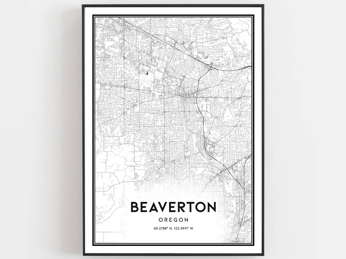 Beaverton Oregon Minimalist City Street Map Modern Line Art Poster