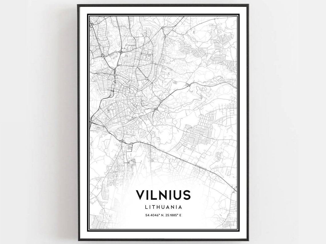 Vilnius City Map Print Street Road Art Decor