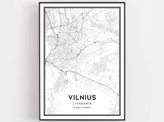 Vilnius City Map Print Street Road Art Decor