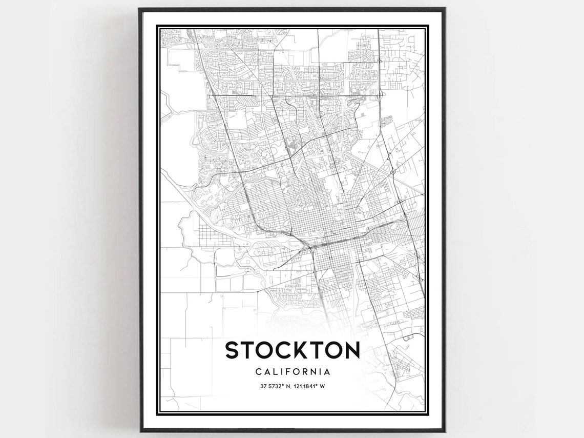 Stockton Map Print, City Street Decor