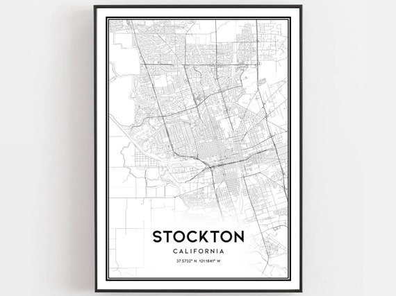 Stockton Map Print, City Street Decor