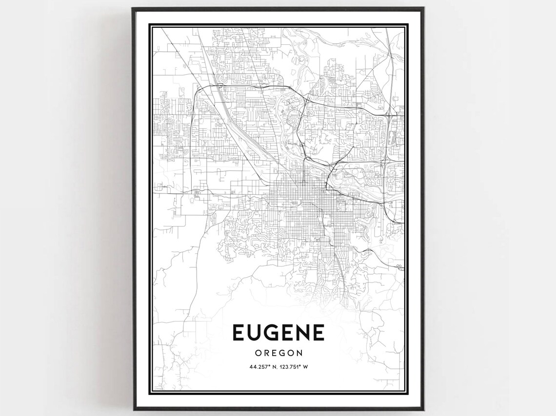 Eugene Oregon Map Art Print, City Street Decor