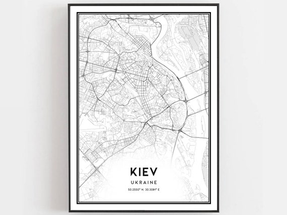 Kiev Map Print Poster Wall Art City Street Decor Road Gift B112
