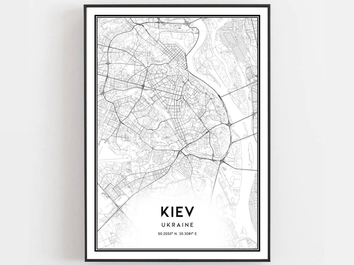Kiev Ukraine Minimalist City Map Street Art Wall Print Decor