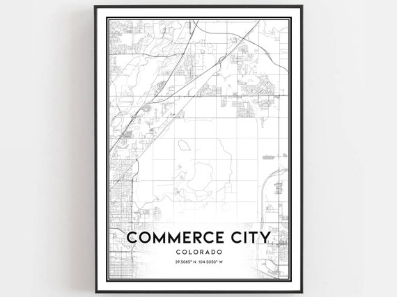 Commerce City Map Print Poster Wall Art Co Colorado Street Decor Road Gift B1313