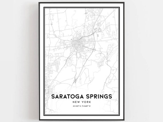 Saratoga Springs Map Print Poster Wall Art Ny City New York Street Decor Road Gift B1149