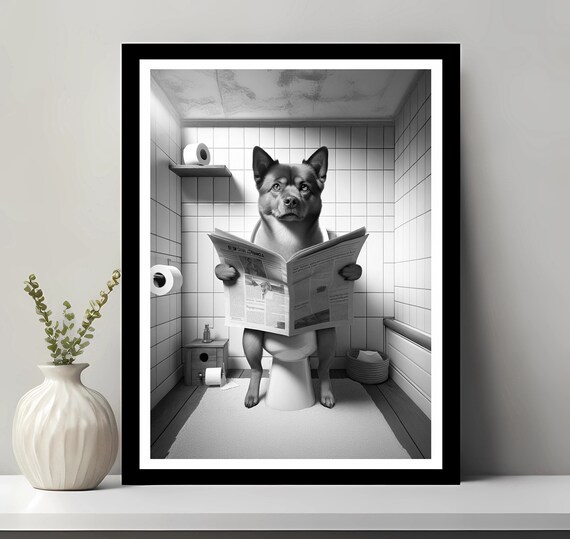 New Guinea Singing Wall Art Funny Bathroom Decor Animal In Toilet Petshop Dog Gift
