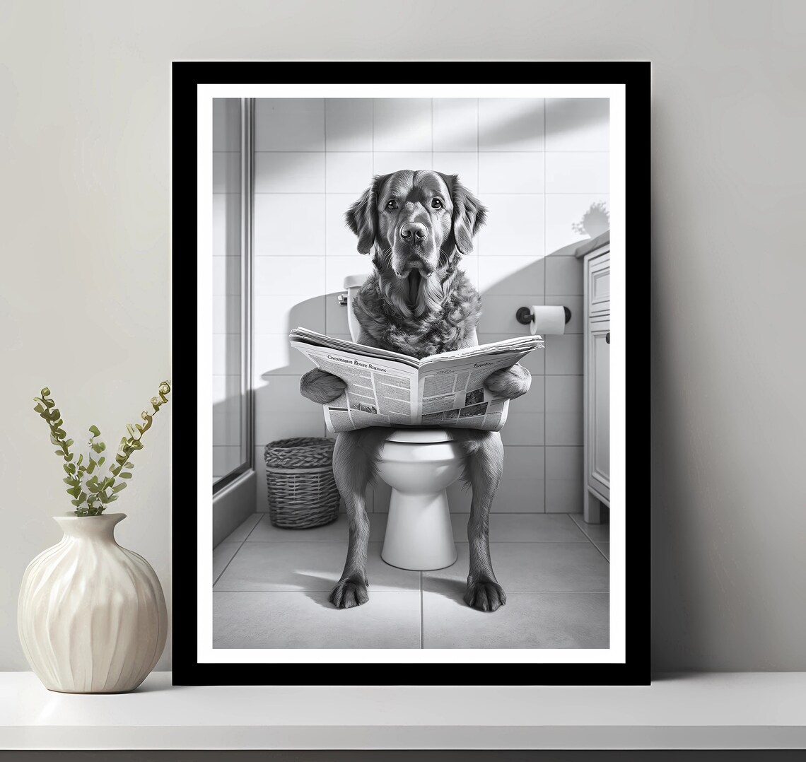 Chesapeake Bay Retriever Funny Bathroom Dog Art Print