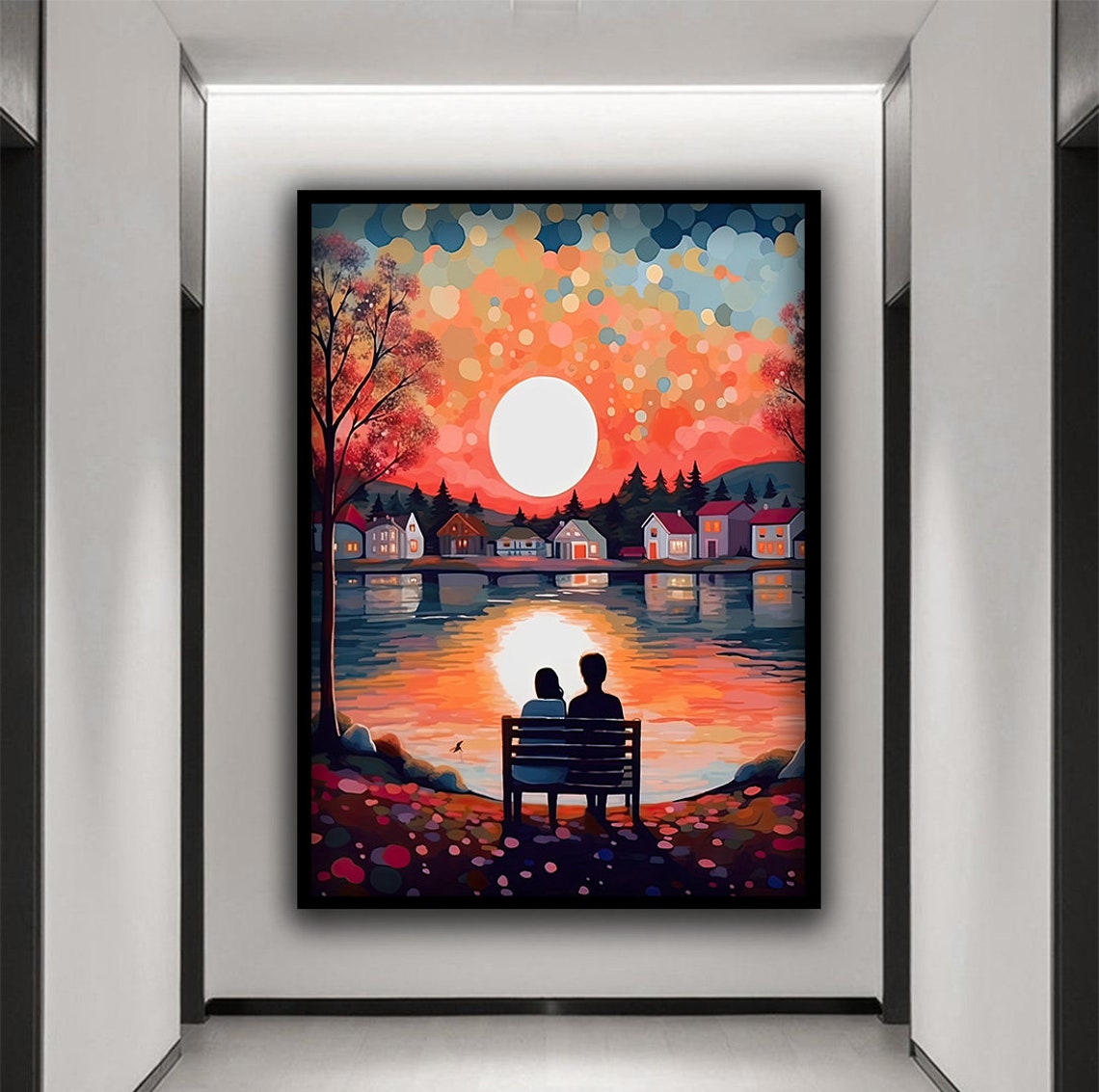 Sunset View And Lover Couple Print Wall Decor Lover Gift Ready To Hang Print Gift Wall Decor Home Decor - Image 2