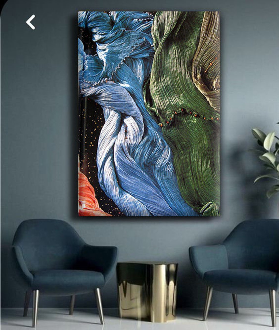 Flowing Blue Green Waves Abstract Macro Texture Modern Art Poster - Image 4