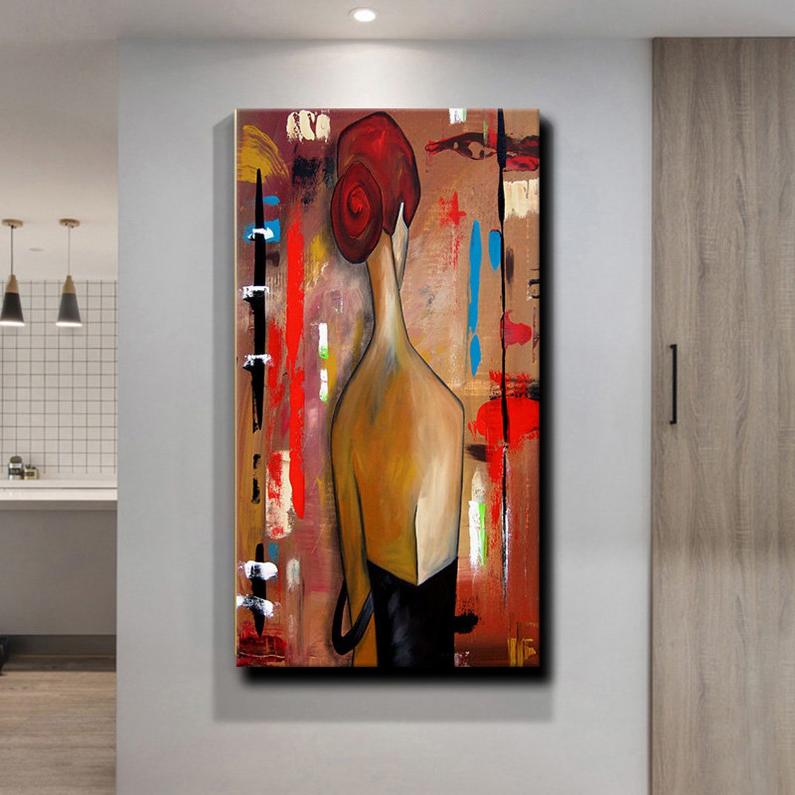 Abstract Red Hair Woman Back View Bold Brushstroke Art Wall Poster - Image 4