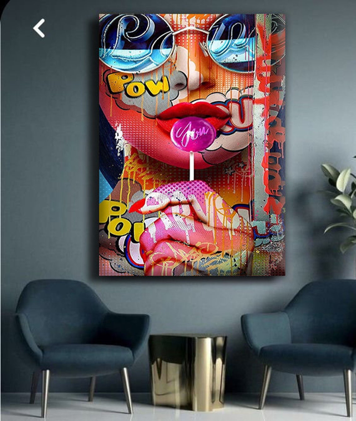 Pop Art Woman Sunglasses Pink Lollipop POW Graffiti Wall Art Print - Image 4