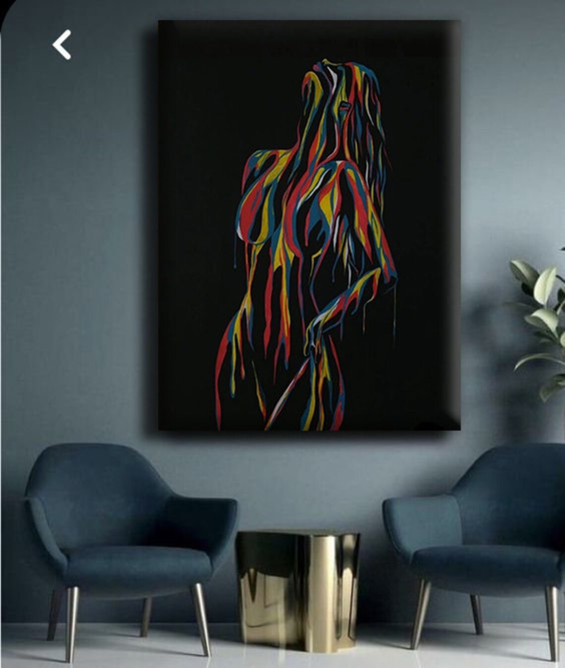 Rainbow Drip Woman Silhouette Flowing Color Ribbons Black Background Art Poster - Image 4