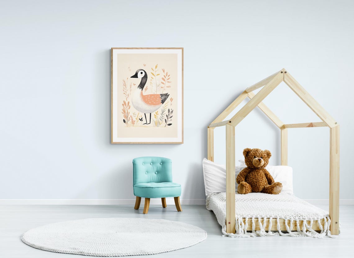 Canada Goose Storybook Illustration Cute Kids Room Nursery Wall Poster
