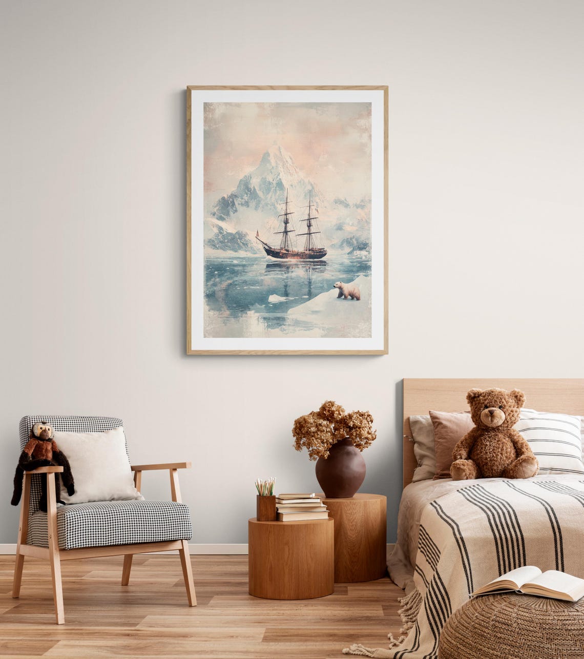 Vintage Arctic Expedition Ship Icy Waters Polar Bear Adventure Poster - Image 4