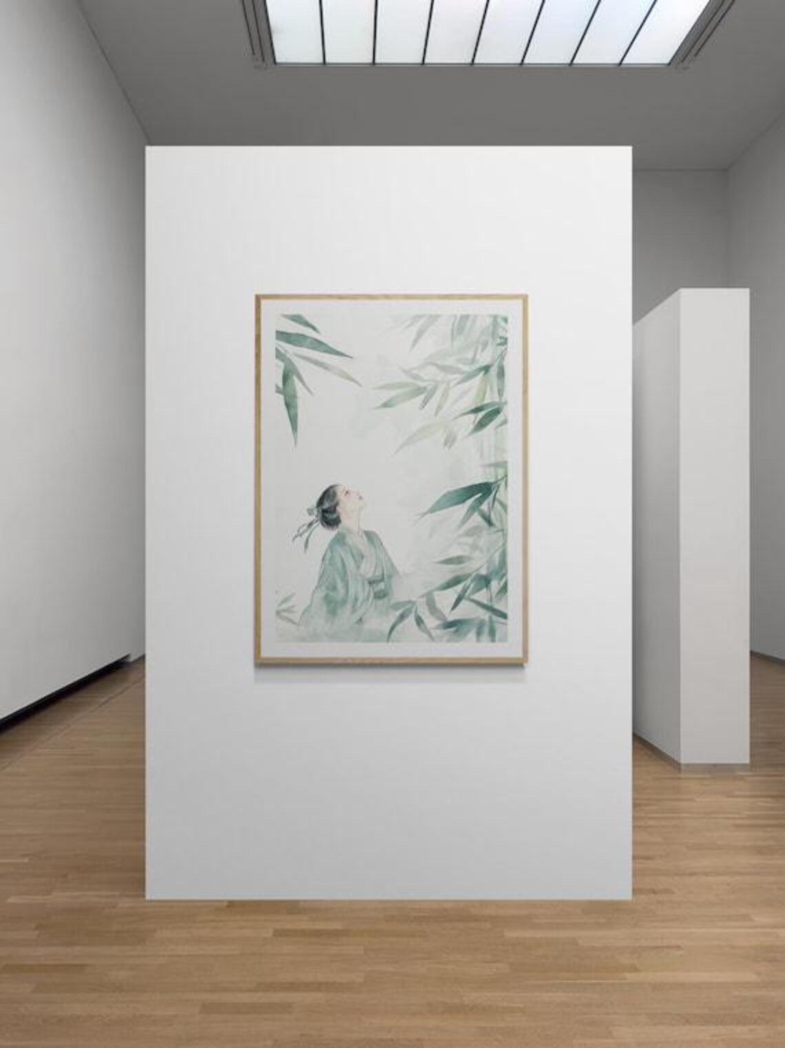 Hanfu Girl In A Bamboo Forest Tranquil Zen Art Watercolor Wall Decor For Home Office - Image 2