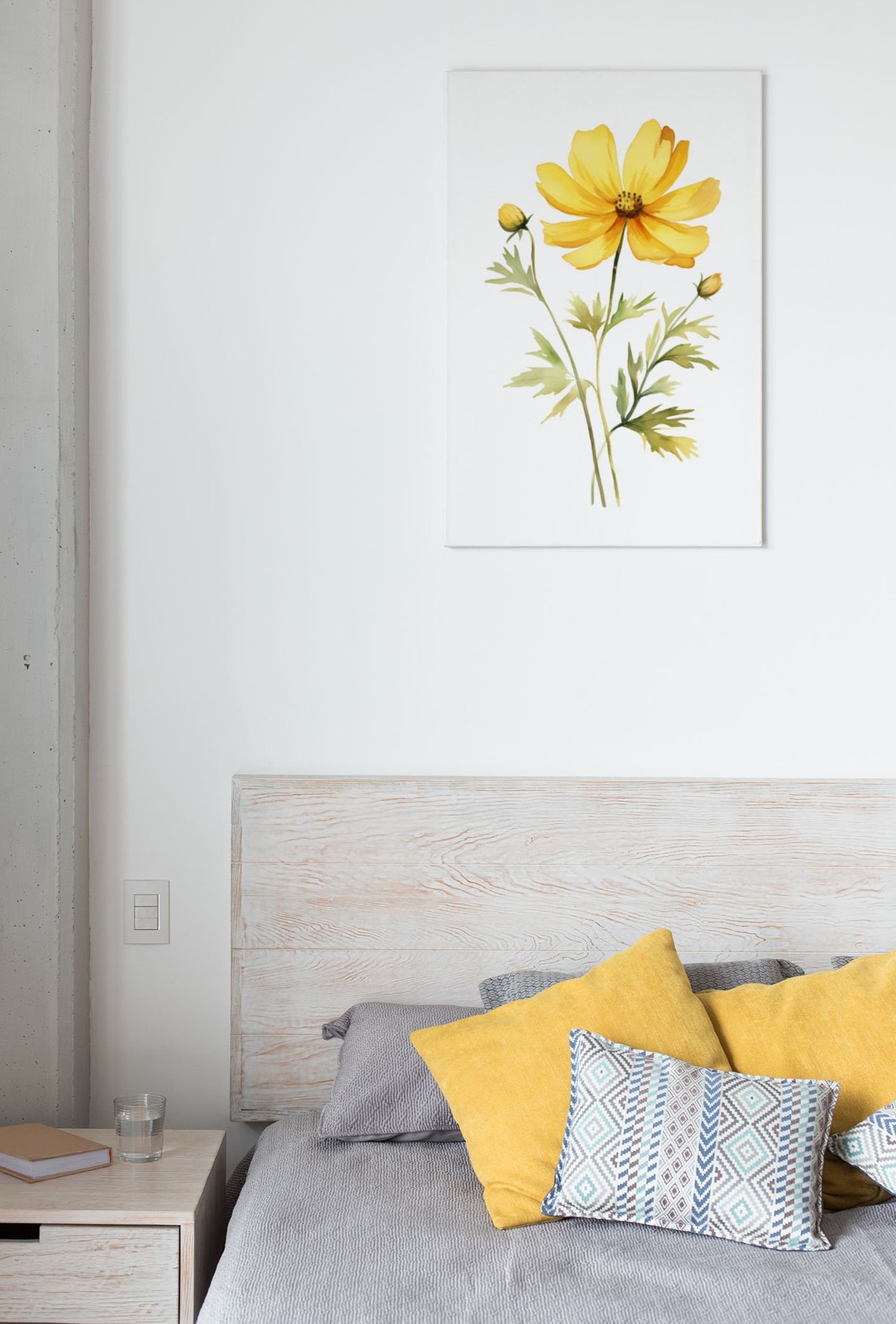 Yellow Cosmos Budding Stems Watercolour Botanical Flower Poster - Image 6