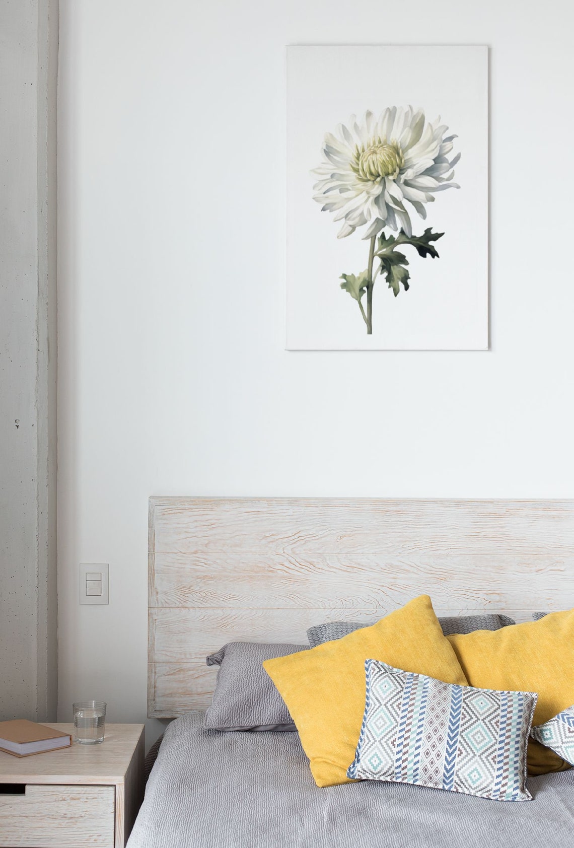 White Chrysanthemum Bloom Watercolour Botanical Flower Poster - Image 8