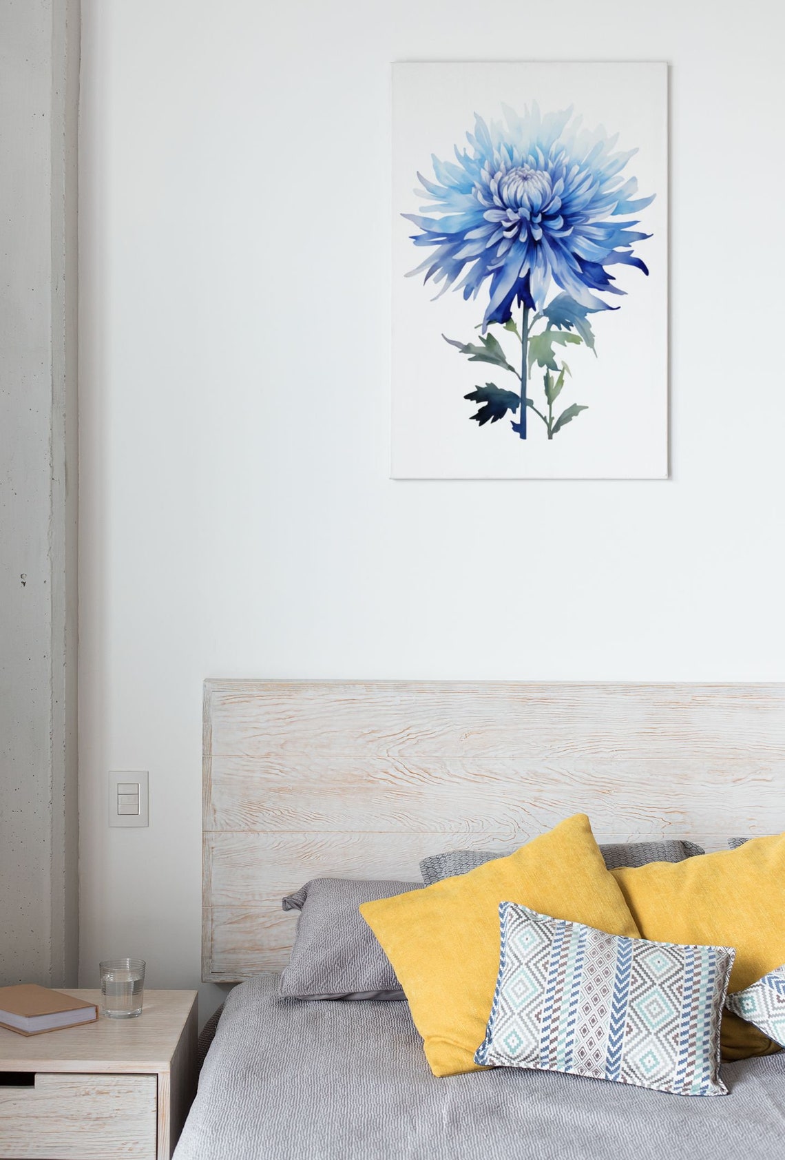 Vivid Blue Aster Flower Bold Watercolour Botanical Flower Poster - Image 7