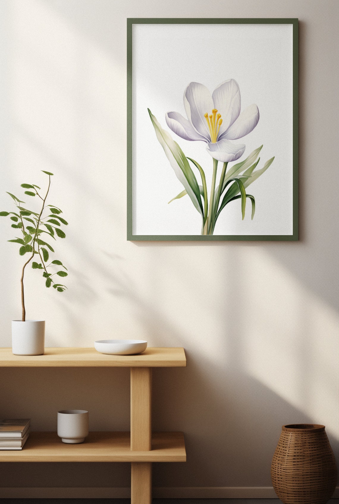 White Crocus Spring Blossoms Fresh Bright Watercolor Art Poster - Image 4