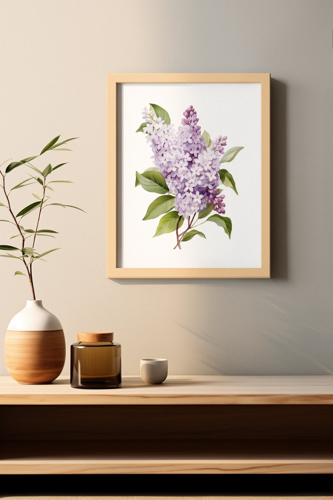 Mauve Lilac Budding Clusters Watercolour Botanical Flower Poster - Image 2