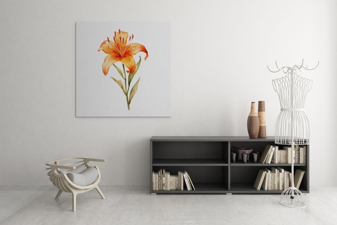 Orange Tiger Lily Bloom Fiery Watercolor Botanical Art Poster - Image 7