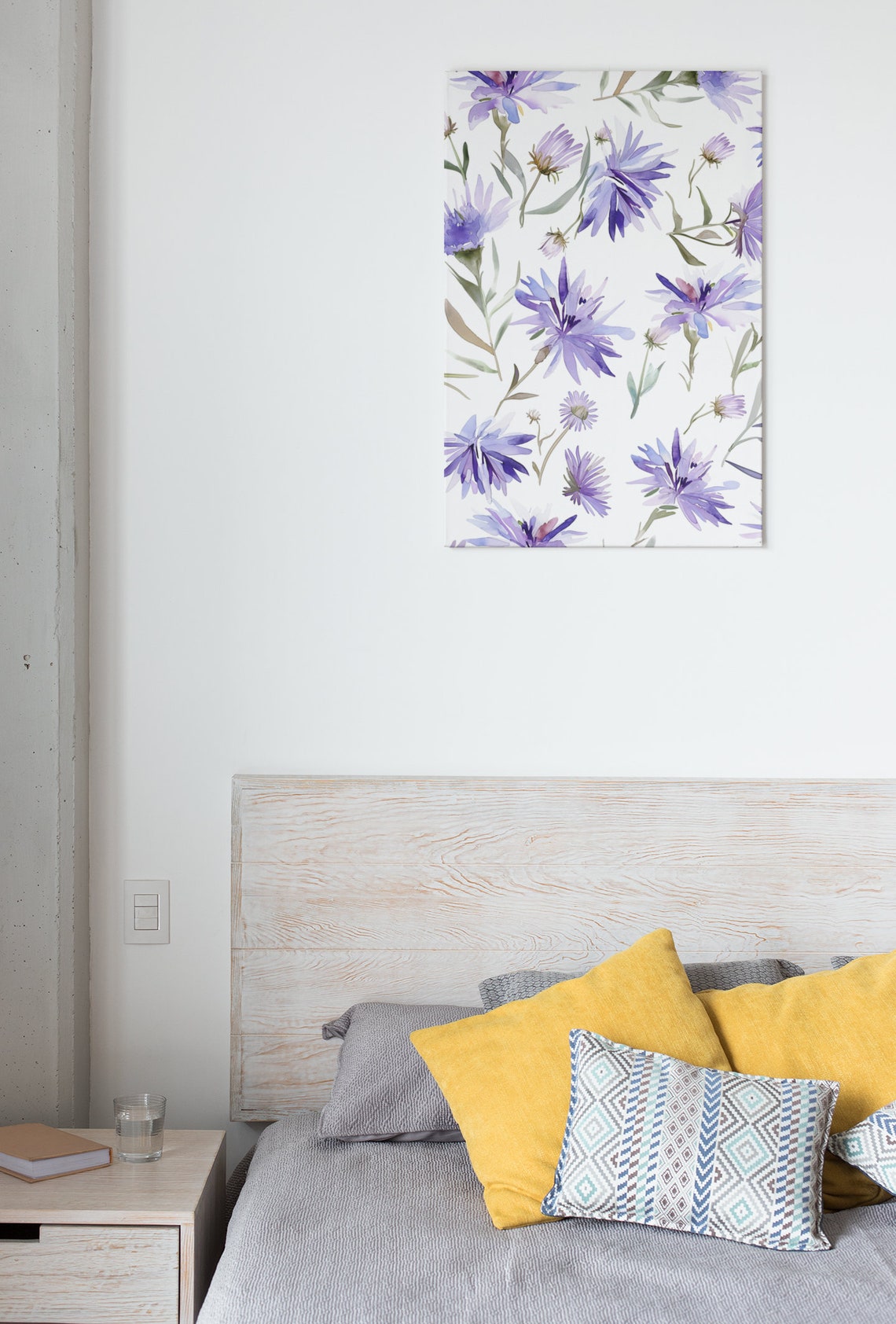 Purple Aster Flower Pattern Watercolour Botanical Flower Poster - Image 7