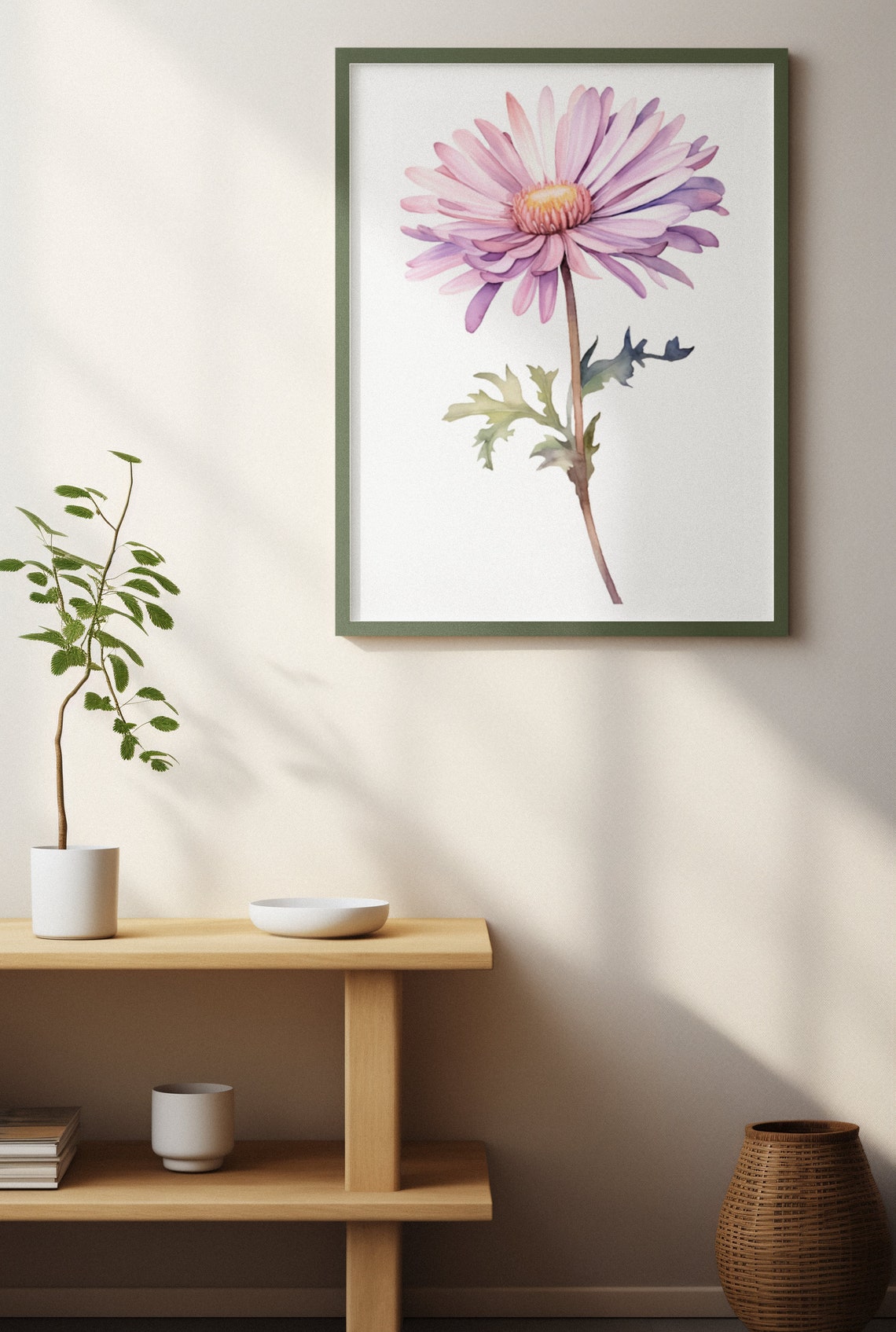 Lavender Pink Aster Daisy Bloom Watercolour Botanical Flower Poster - Image 4