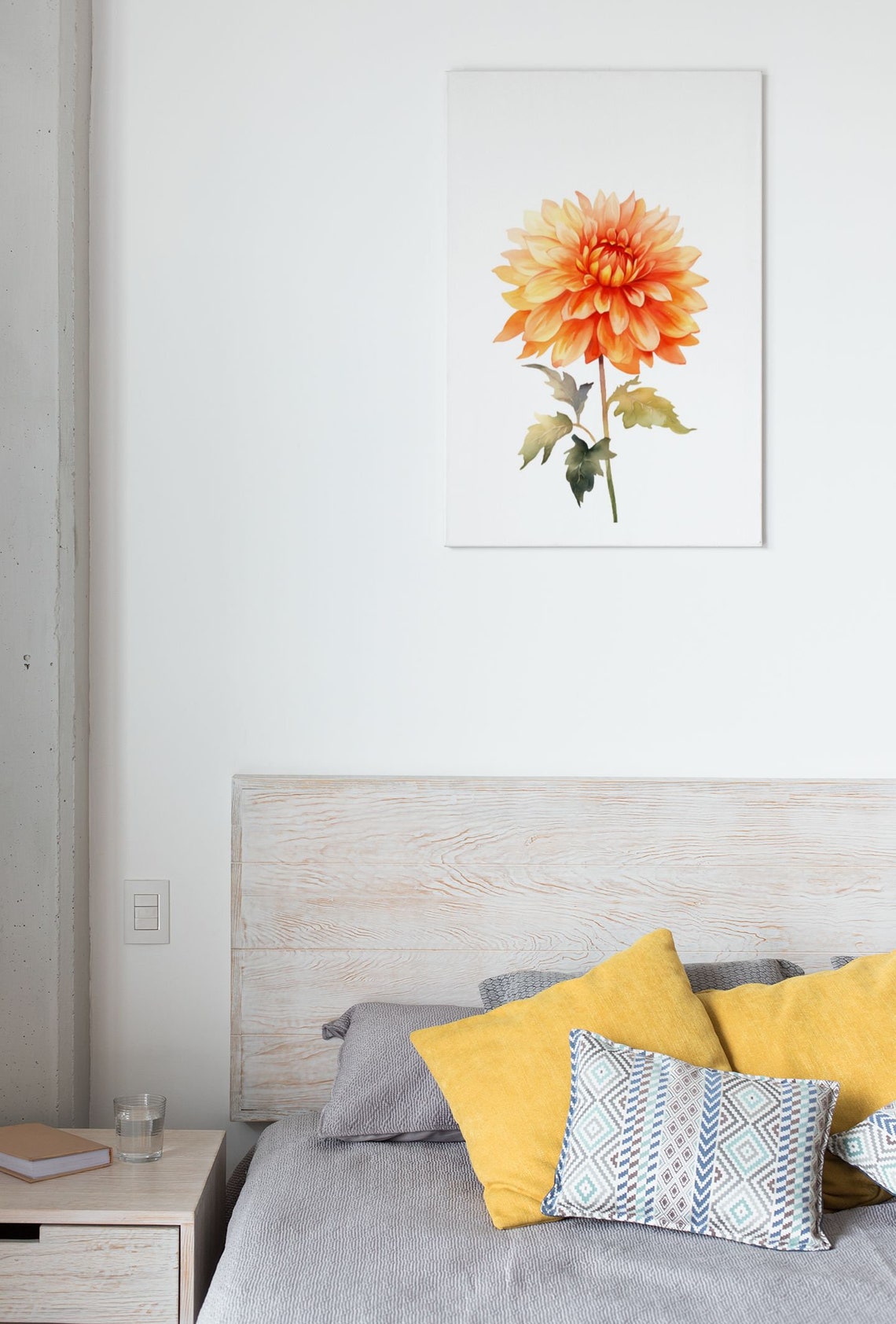 Peach Orange Dahlia Single Bloom Watercolour Botanical Poster - Image 5