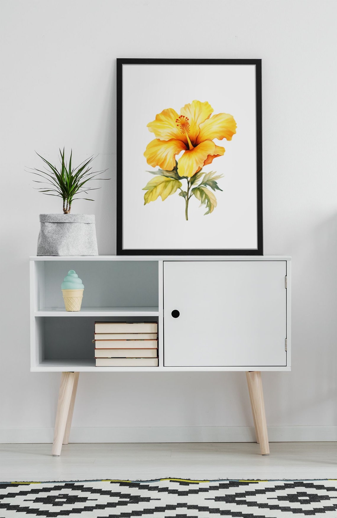 Yellow Hibiscus Tropical Bloom Watercolor Floral Botanical Poster - Image 8