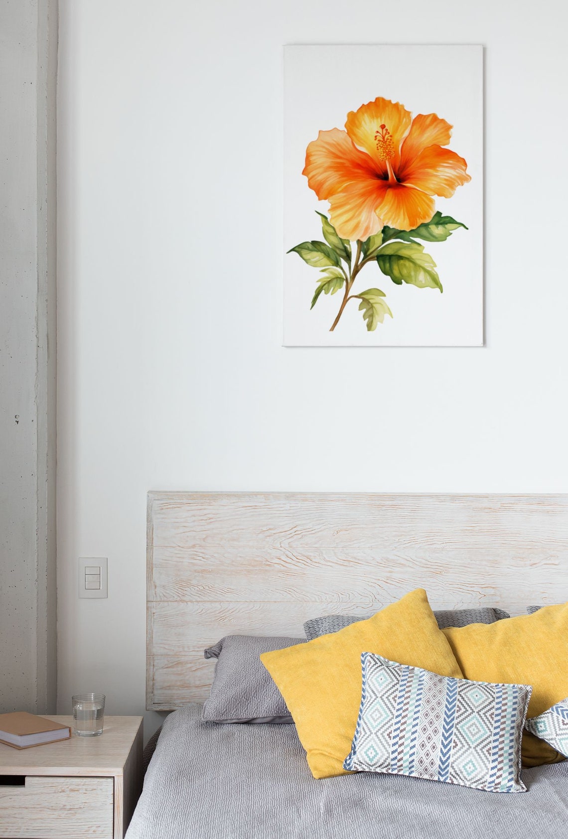 Orange Hibiscus Bloom Lush Watercolor Floral Botanical Poster - Image 8