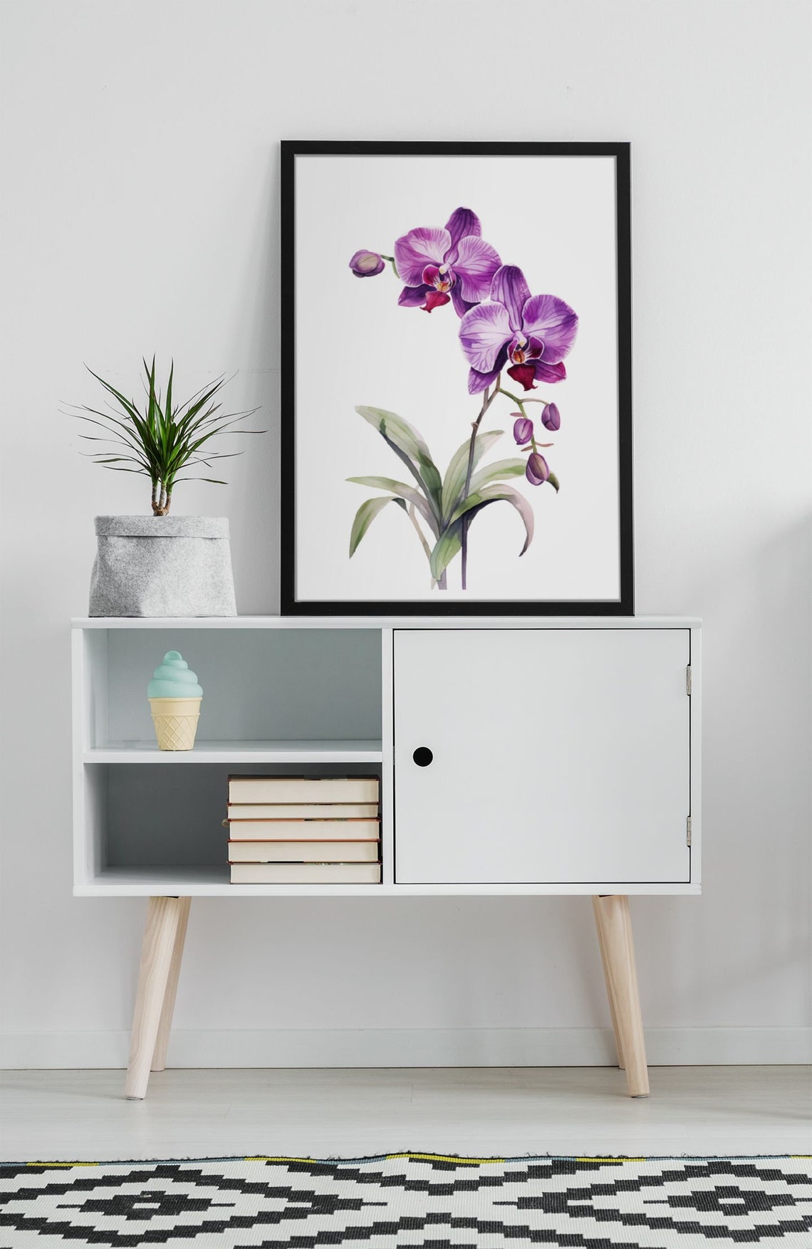 Purple Moth Orchid Flower Spray Elegant Watercolor Art Poster - Image 9