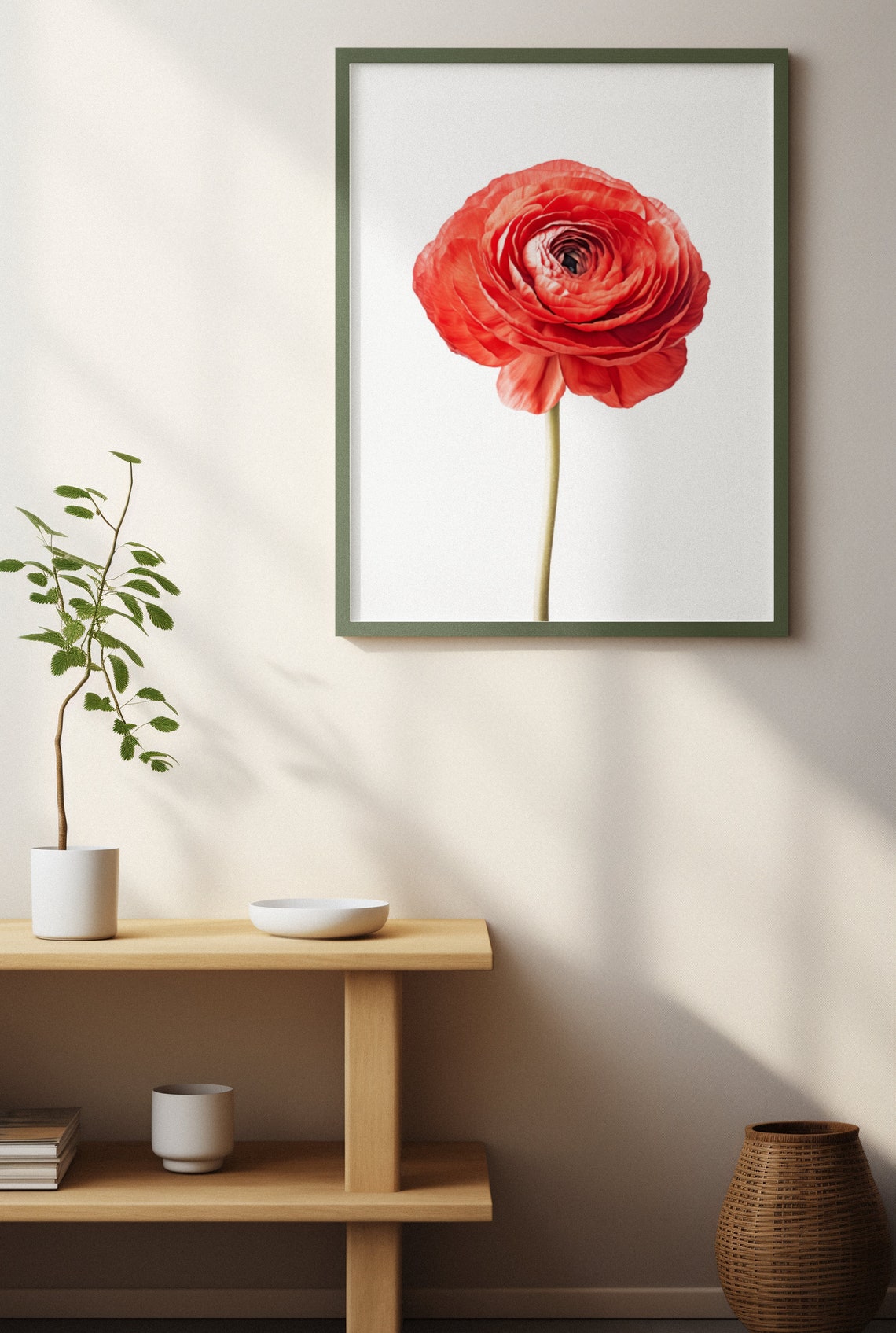 Red Ranunculus Single Bloom Watercolour Botanical Flower Poster - Image 3
