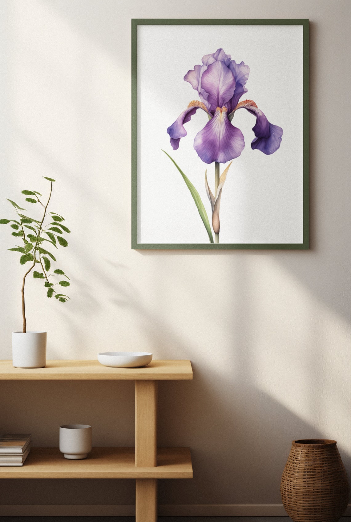 Purple Bearded Iris Single Bloom Watercolour Botanical Poster - Image 4