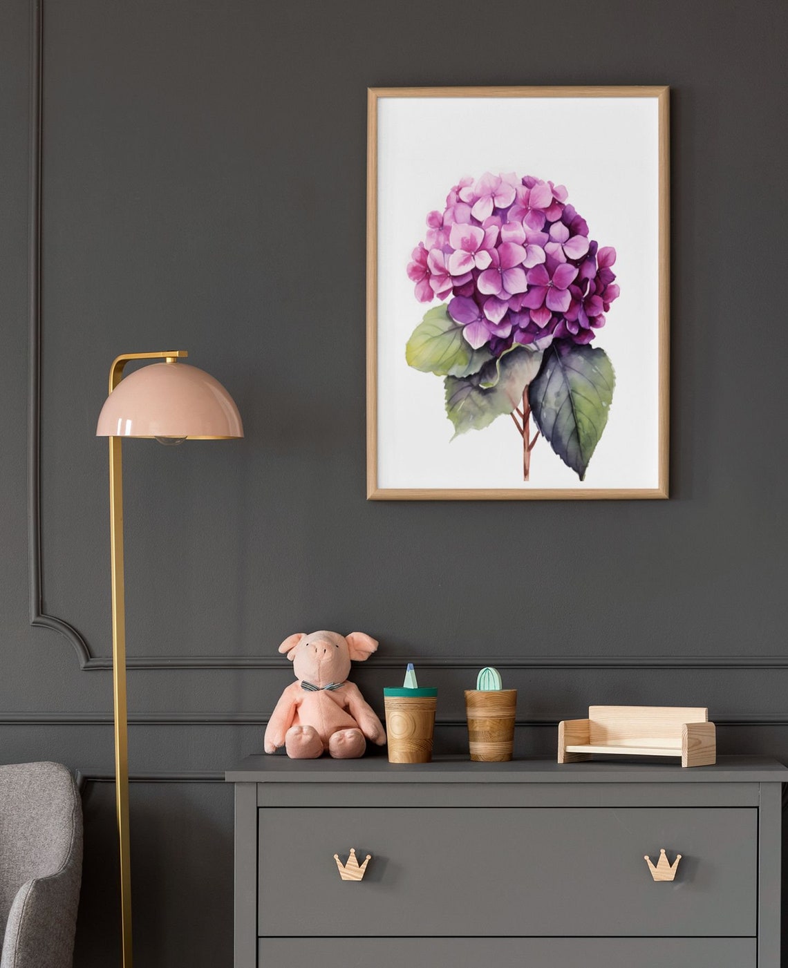 Purple Hydrangea Violet Bloom Jewel-Toned Watercolor Art Poster - Image 8