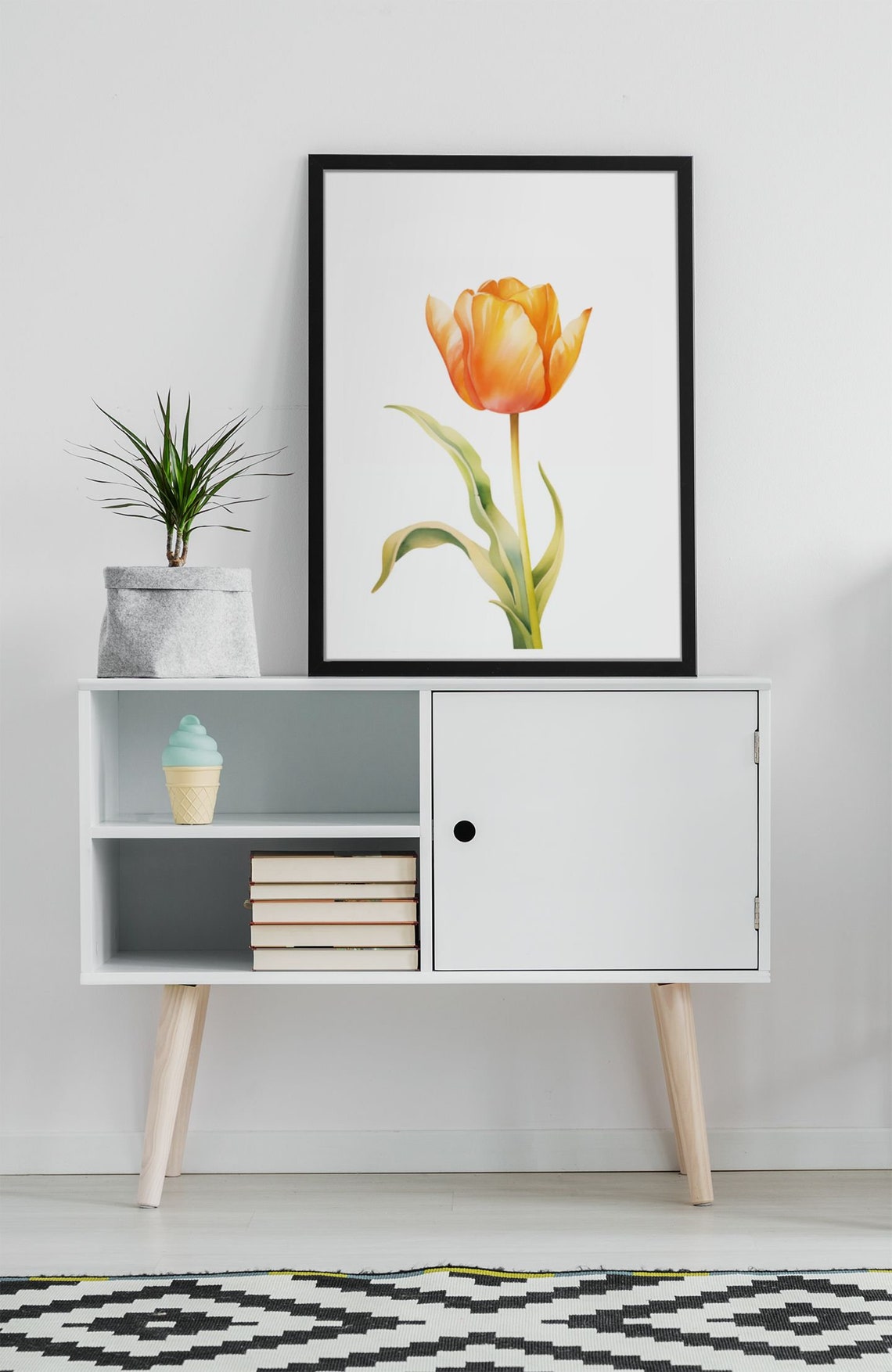Orange Tulip Single Flower Watercolour Botanical Flower Poster - Image 8