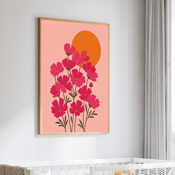 Flowers In The Sun Art Print, Kids Room Decor