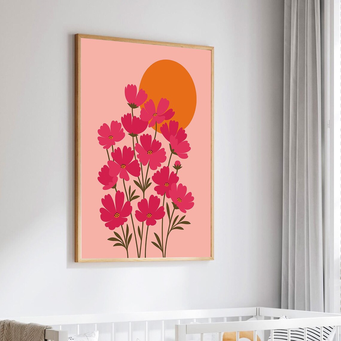 Flowers In The Sun Art Print, Kids Room Decor