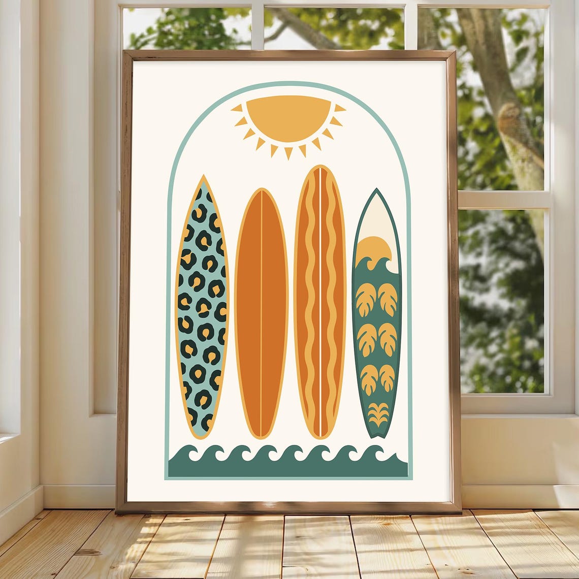 Retro Surfboards Ocean Wave Kids Playroom Wall Decor Art Poster