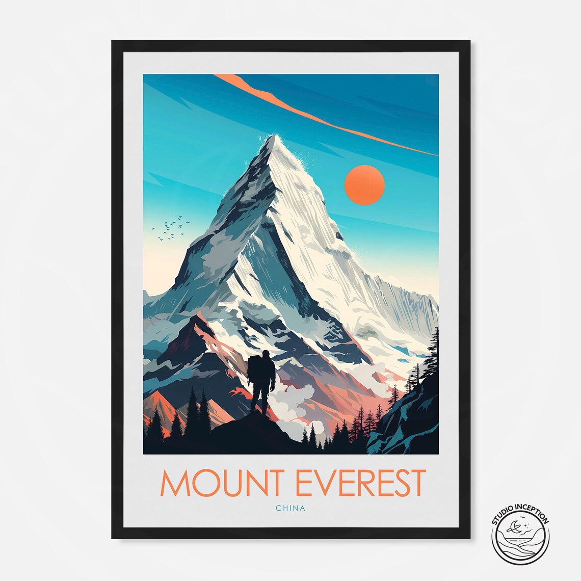Mount Everest China Mountain Climb Adventure Summit Peak Travel Poster