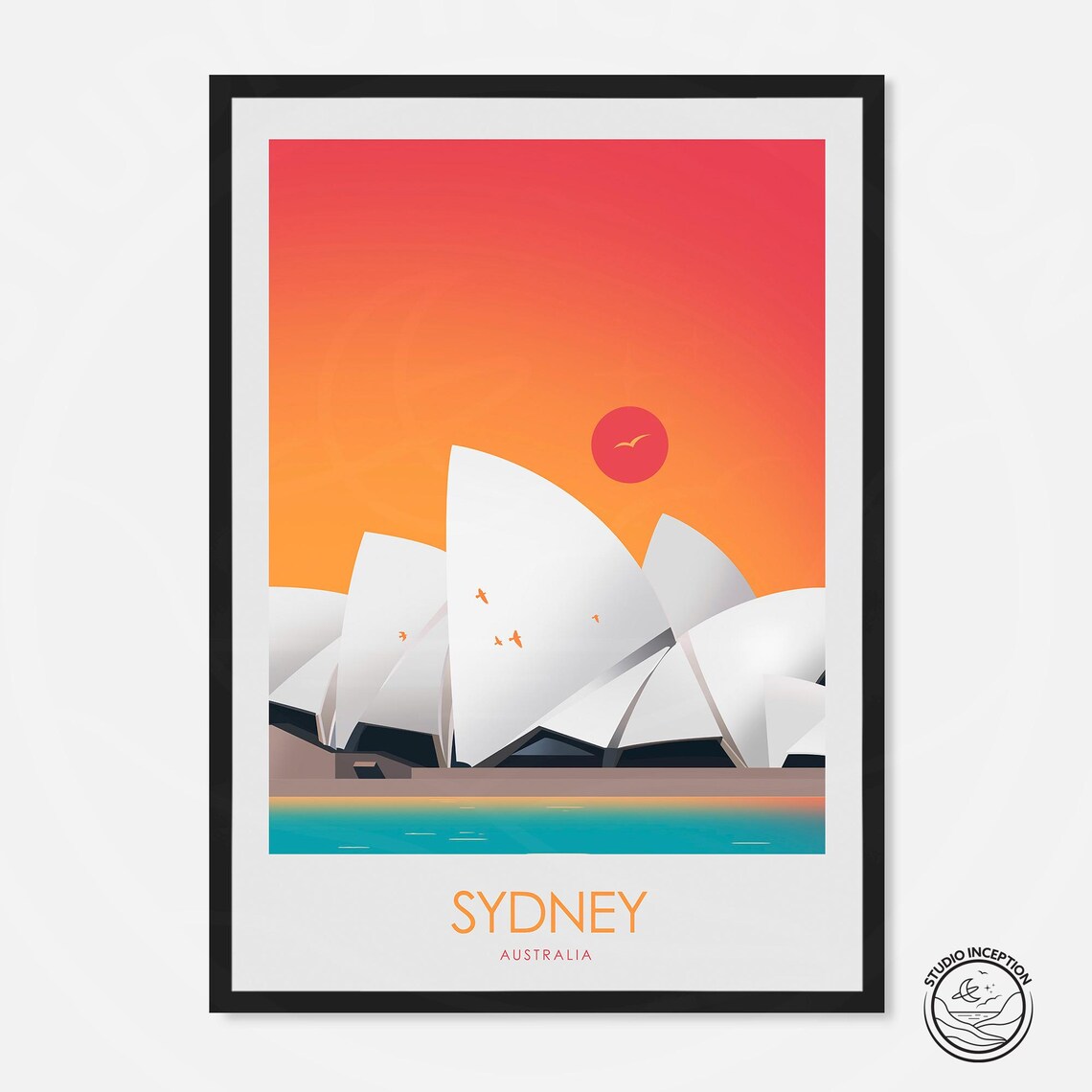 Sydney Opera House Sunset Travel Poster, Skyline