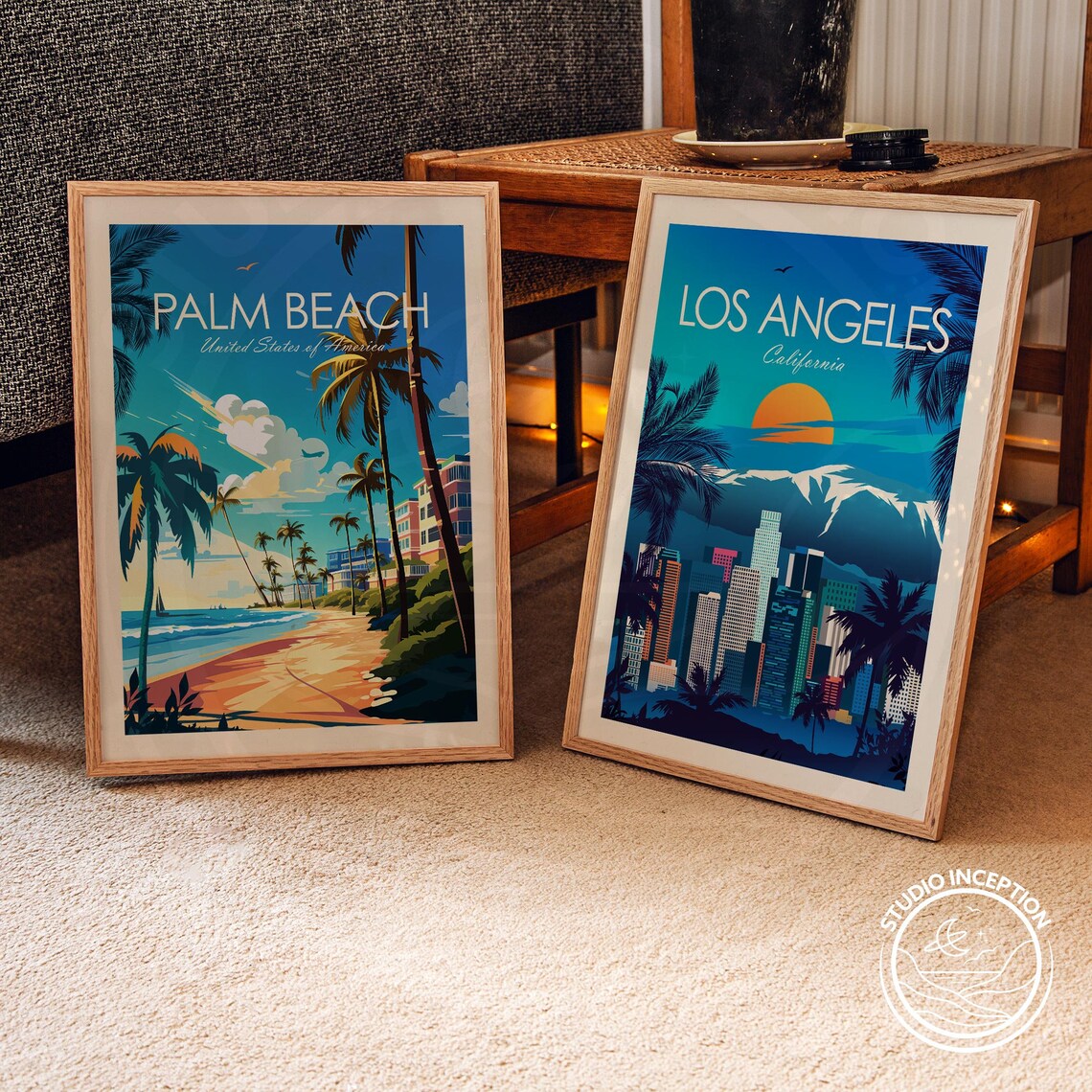 Palm Beach Florida Palms and Beachfront Traditional Travel Poster - Image 2