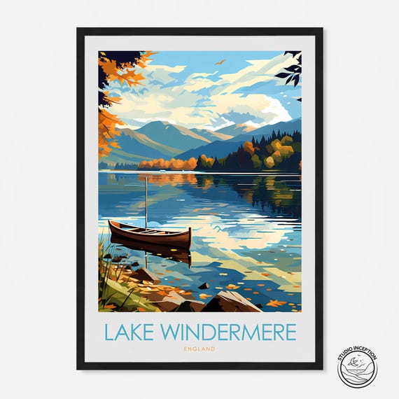 Lake Windermere Minimal Travel Poster, Cumbria