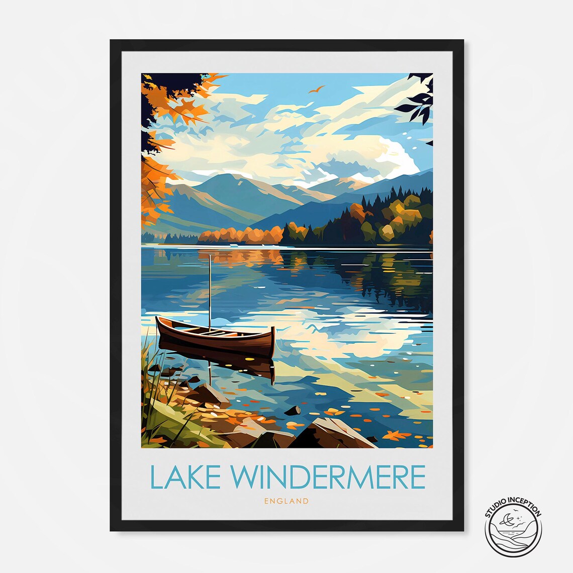 Lake Windermere Minimal Travel Poster, Cumbria