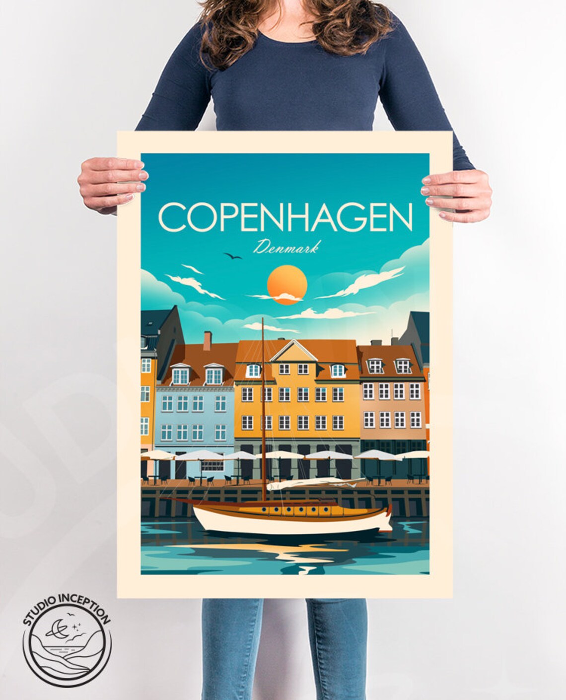 Copenhagen Travel Poster, Denmark Cityscape Print - Image 3