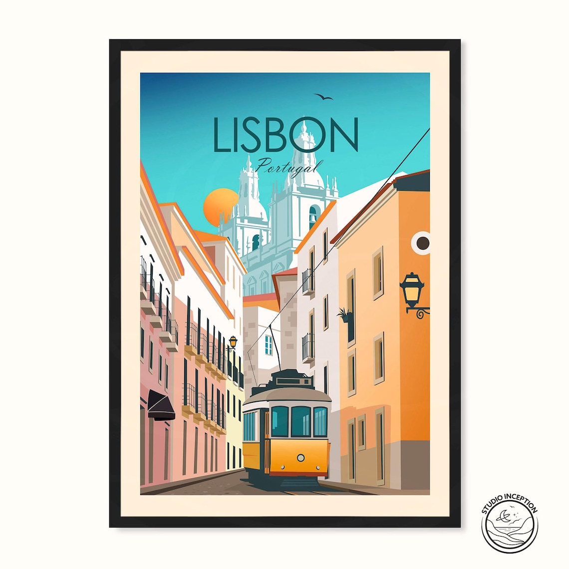 Lisbon Portugal Travel Poster, Living Room Decor