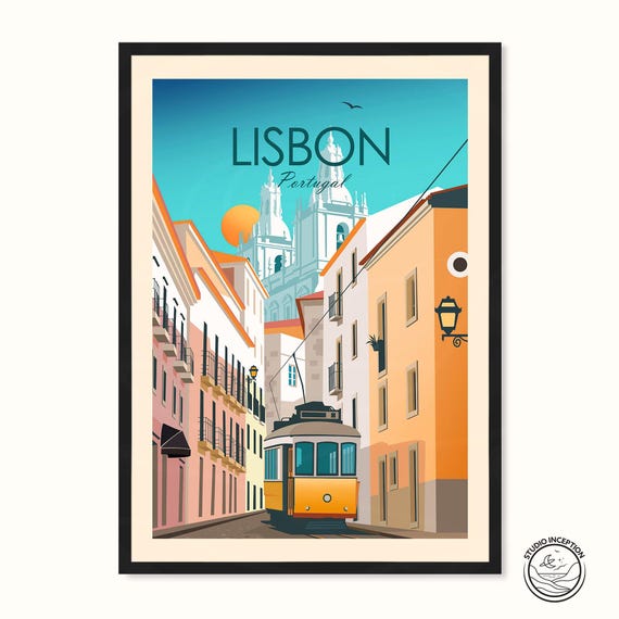Lisbon Portugal Travel Poster, Living Room Decor