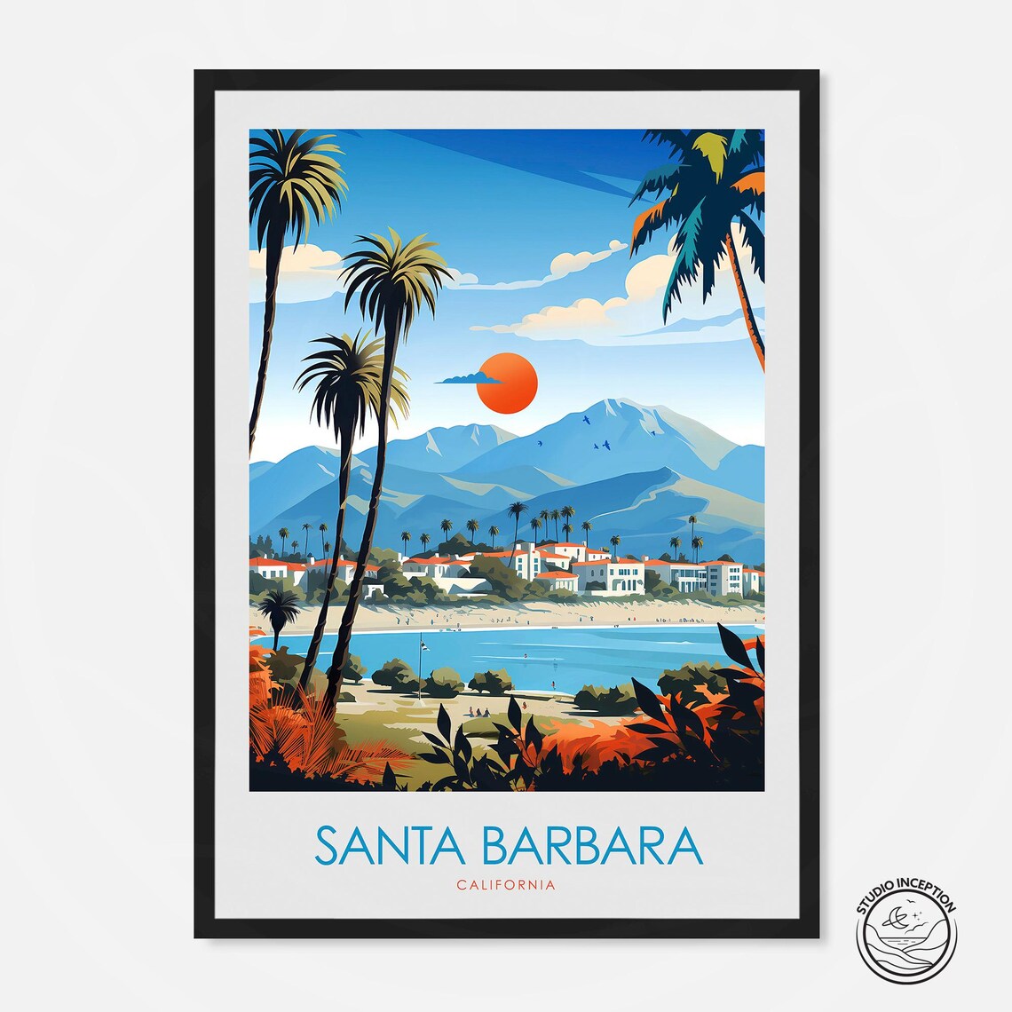 Santa Barbara California Travel Poster, United States