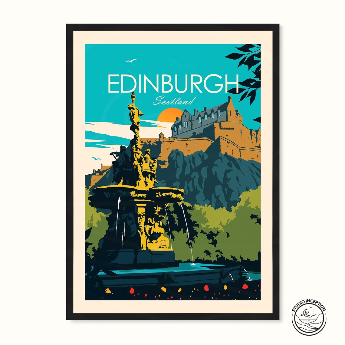 Edinburgh Scotland Travel Poster, Europe Print