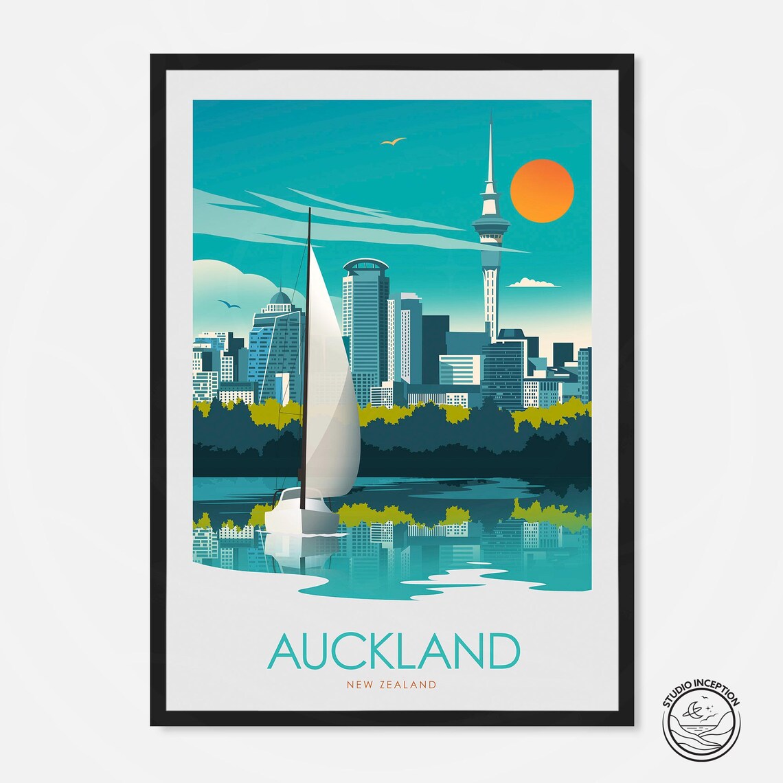 Auckland New Zealand Travel Poster Art Print